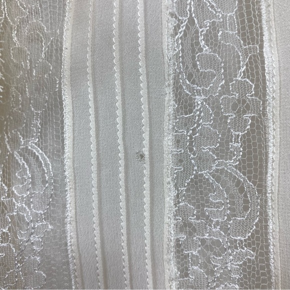 Emanuel Ungaro Paris Vintage Ivory Lace Pearl Button Down Sheer Blouse - Picture 6 of 10